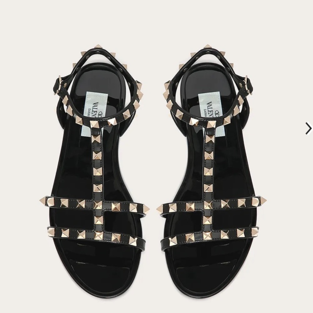 NEW Valentino ROCKSTUD FLAT RUBBER SANDAL